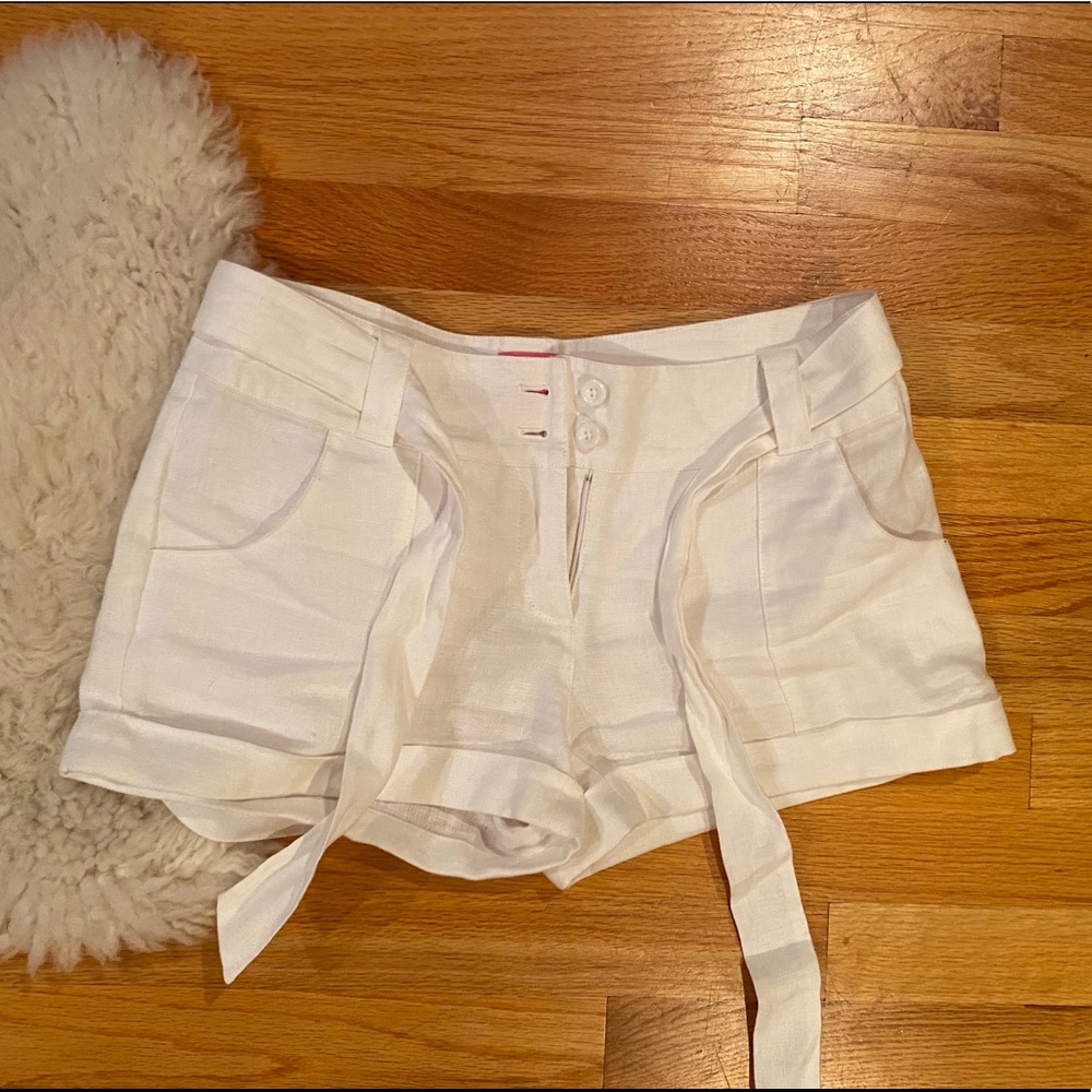 White linen shorts